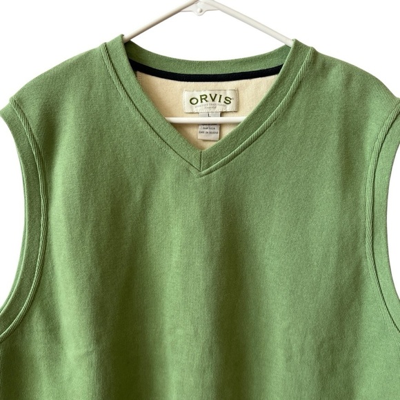 ORVIS VEST MENS L RIBBED COTTON V NECK SPORTY BUSINESS CLASSIC CASUAL PREPPY - Picture 3 of 10